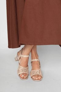 Wendi Pink Mix Woven Leather Women's Sandals Heels Bos & Co