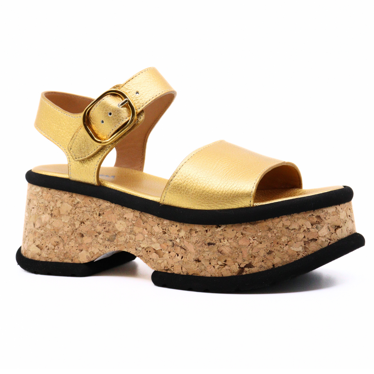 Sugar Bufalino Metal Gold Women's Sandals Platforms Homers    