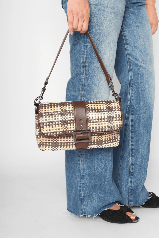Socialite Espresso/Dune Raffia Gifts + Accessories Bags Think Royln