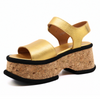 Women's gold leather platform sandal Sugar Bufalino Metal Gold by HOMERS