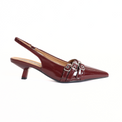 Kristin Kitten Burgundy Patent Women's Shoes Heels Bianco