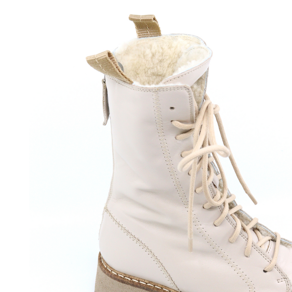 Women's leather lace up lined italian boot SCORPIO DREAMER CREMA by Patrizia Bonfanti 