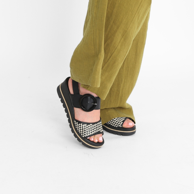 Sandal Wedge Schwarz/Panna Women's Sandals Heels Gabor