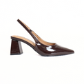 Maralyn Slingback Brown Patent Women's Shoes Heels Bianco