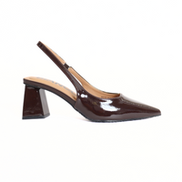Maralyn Slingback Brown Patent Women's Shoes Heels Bianco