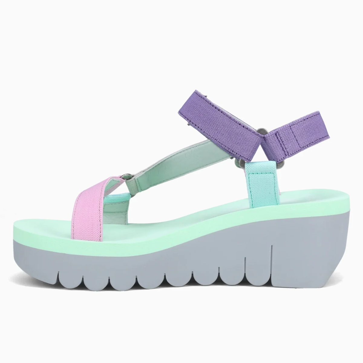 Yefa Grey/Pink Multi Women's Sandals Platforms Fly London    