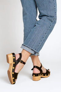 Allie Black Stud Women's Sandals Platforms Charlotte Stone