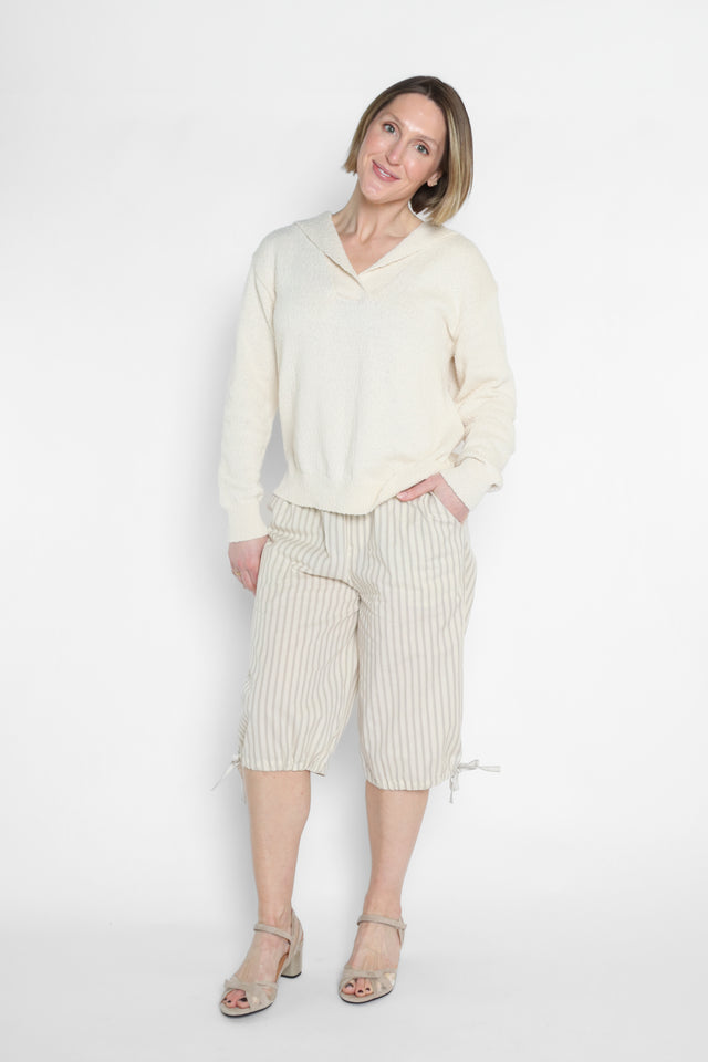 Catarina Capri Pants Yellow/Brown Stripe