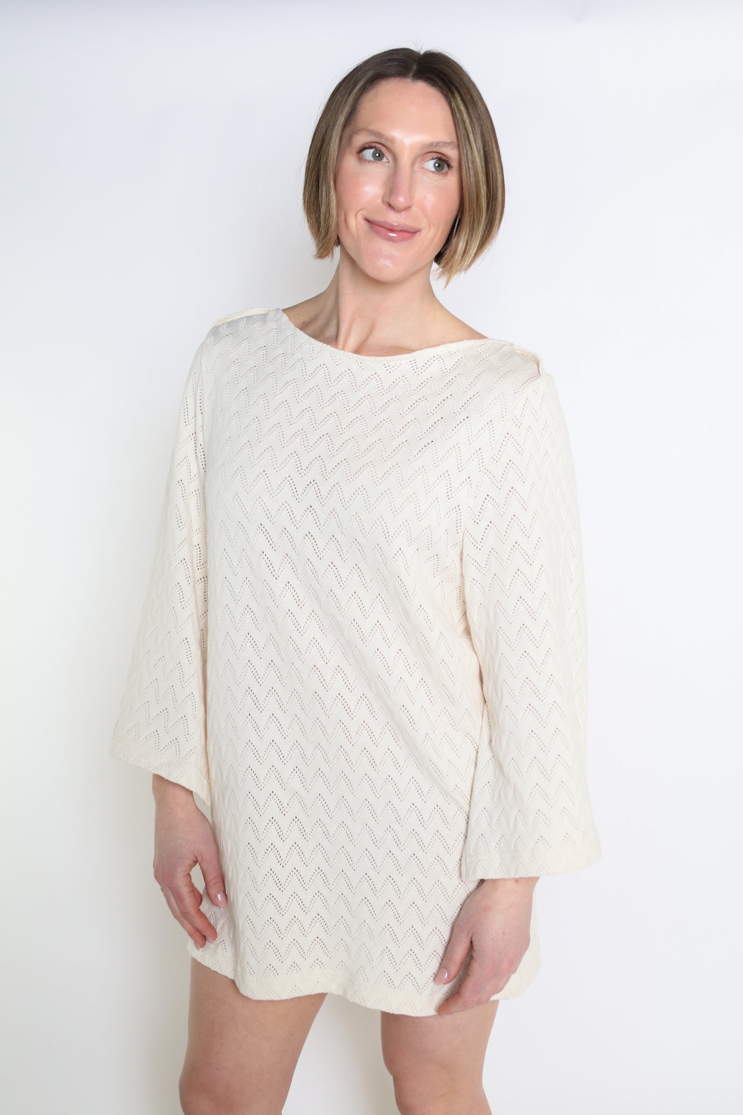 Mini Crochet Dress Ecru Women's Dresses Cossac