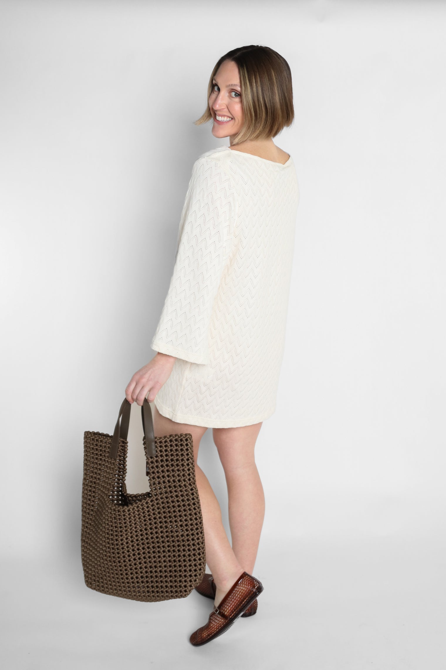 ecru crochet dress DRESS CROCHET ECRU Rose Carmine