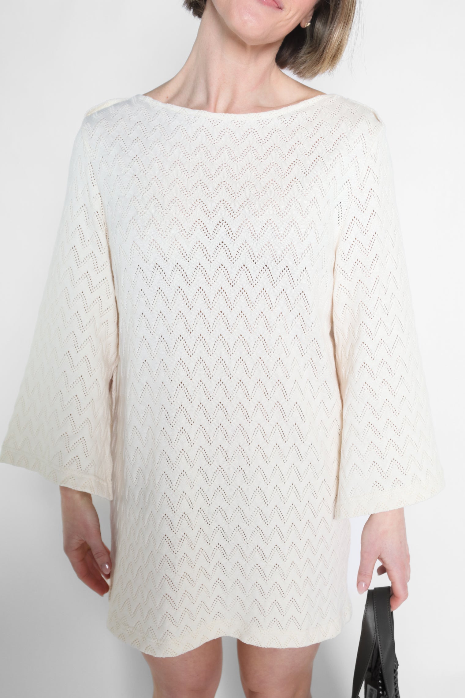 Mini Crochet Dress Ecru Women's Dresses Cossac