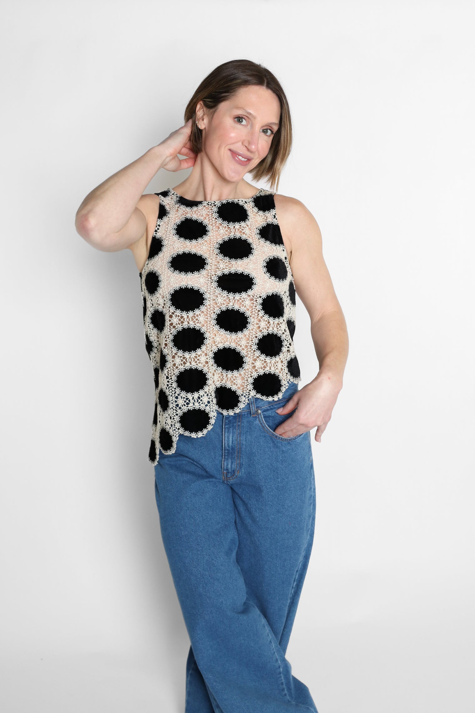 Cleo Top Off White/Black Women's Tops Hosbjerg