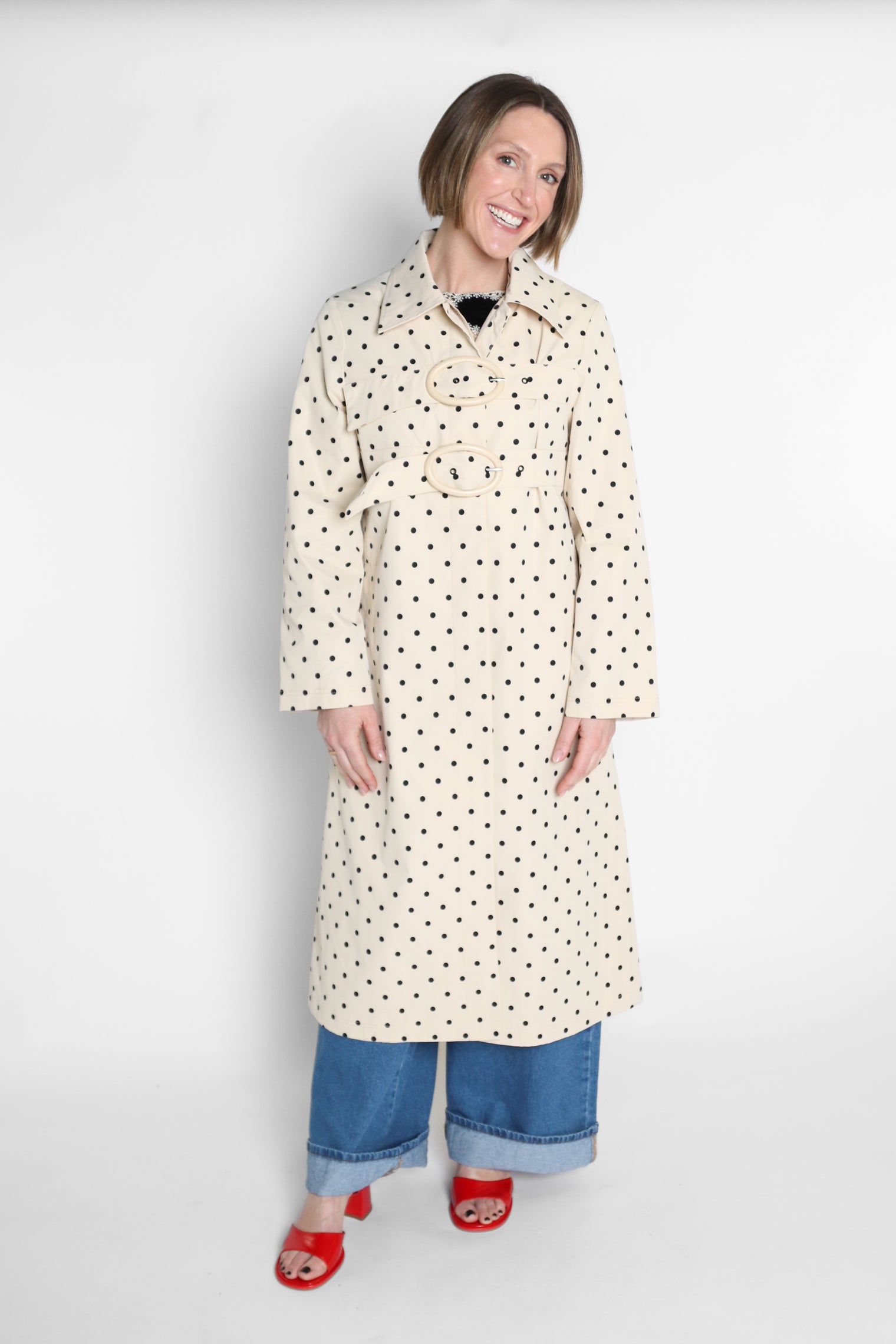 Bridget Coat Off White/Polka Dots