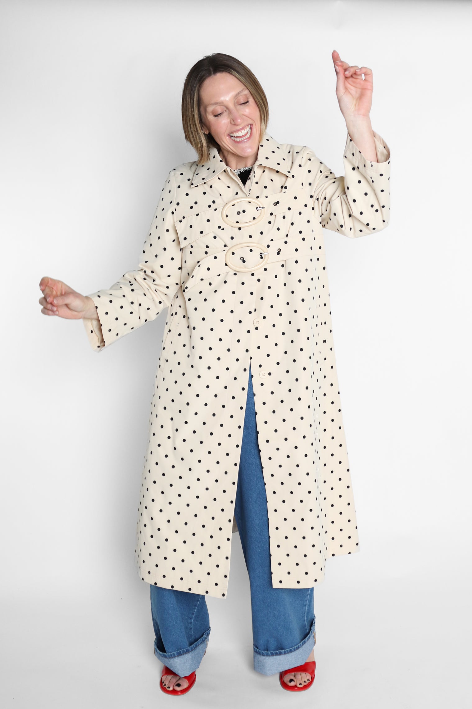 Bridget Coat Off White/Polka Dots