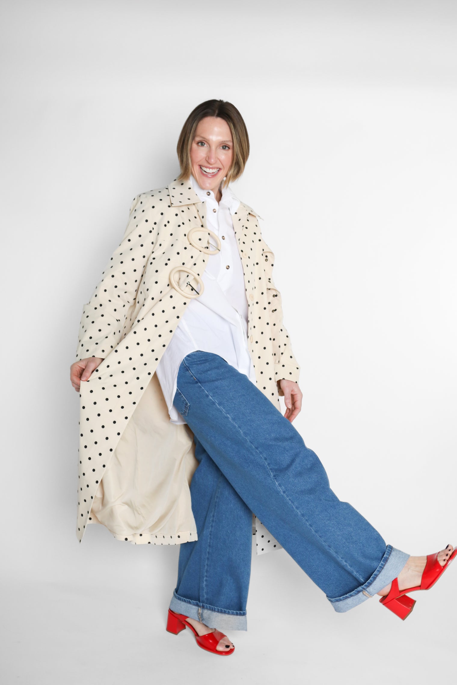 Bridget Coat Off White/Polka Dots