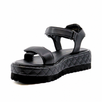 Quilted Vel Black Women's Sandals Platforms All Black    