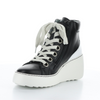 Women's leather high top lace up wedge sneaker DICE BLACK by Fly London