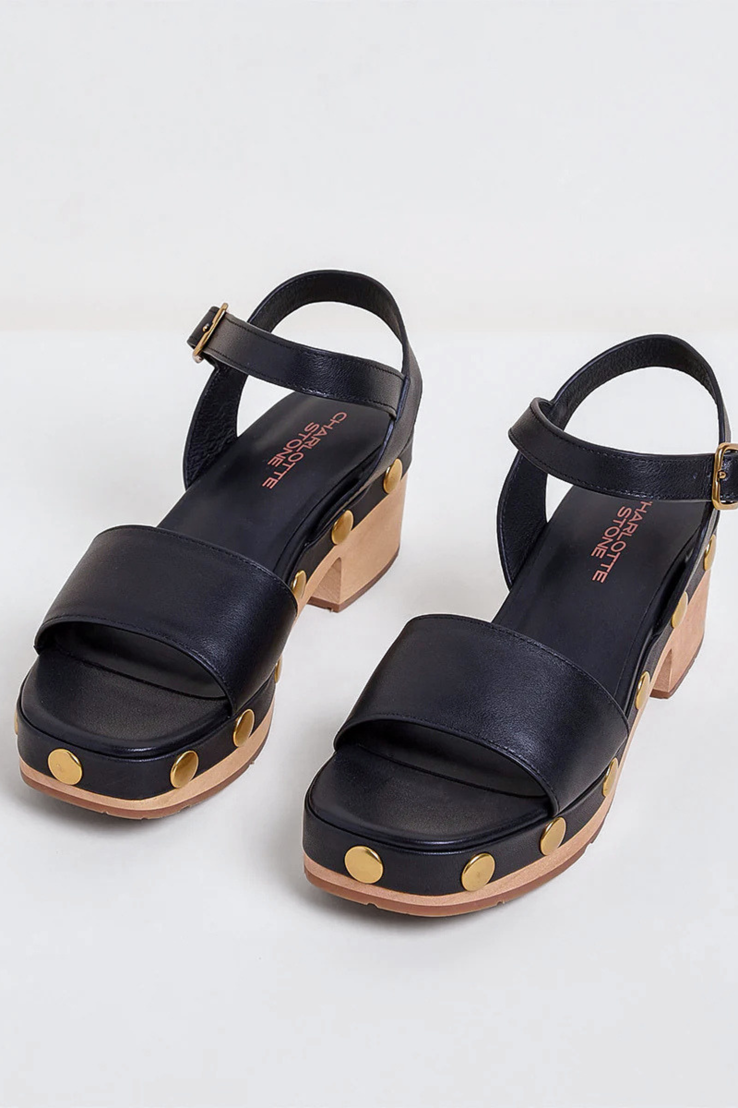 Allie Black Stud Women's Sandals Platforms Charlotte Stone