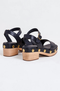 Allie Black Stud Women's Sandals Platforms Charlotte Stone