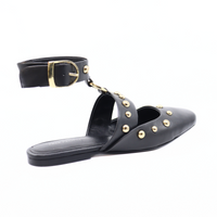 Camille Mystic Black Leather Women's Shoes Flats Free People