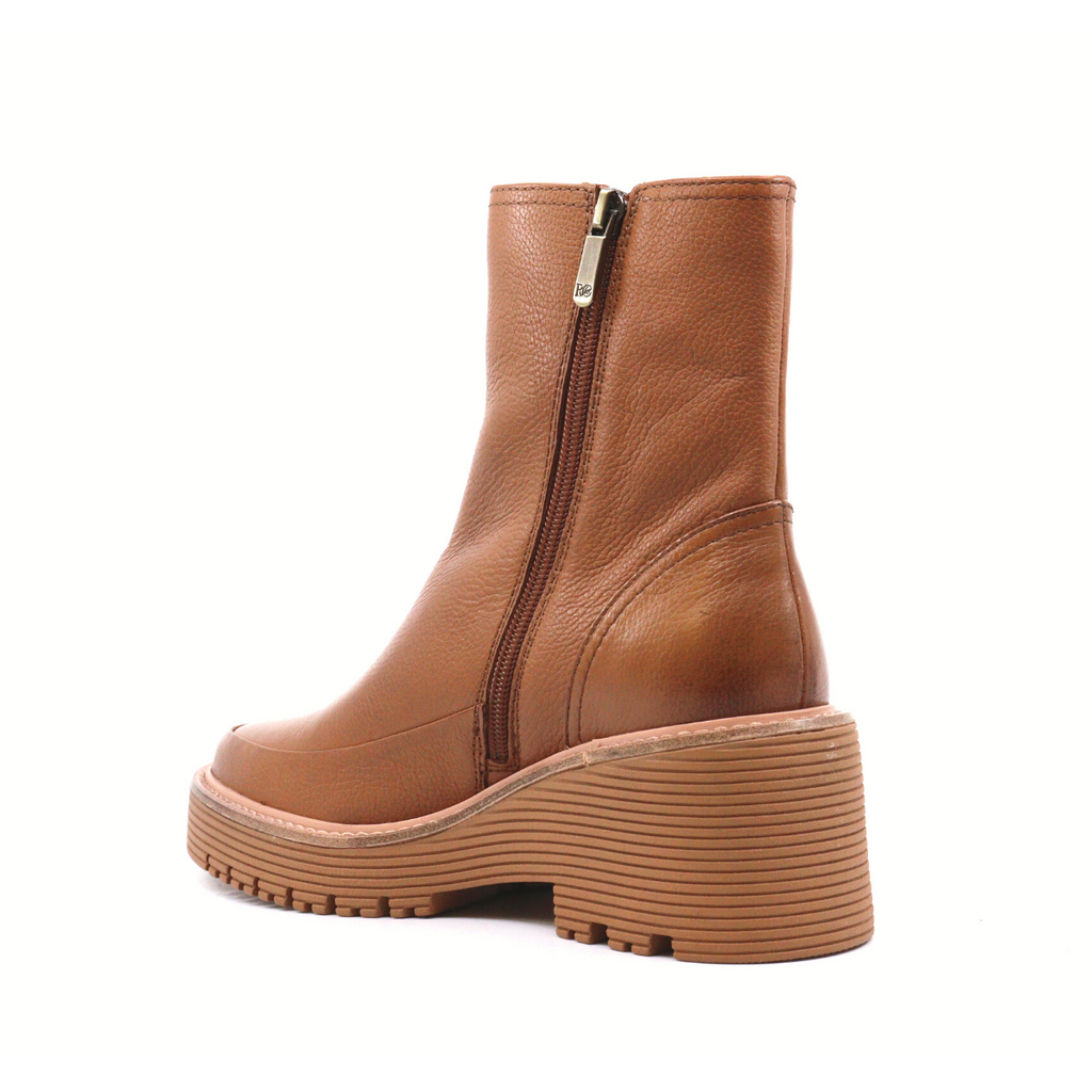 Women's leather platform wedge bootie MARTA TOUMBLE BLACK by REGARDE Le CIEL