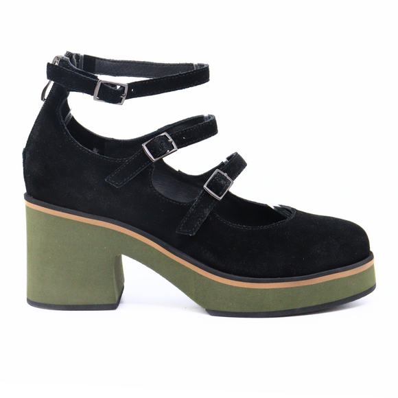 Ikra Black Women's Shoes Heels Antelope    