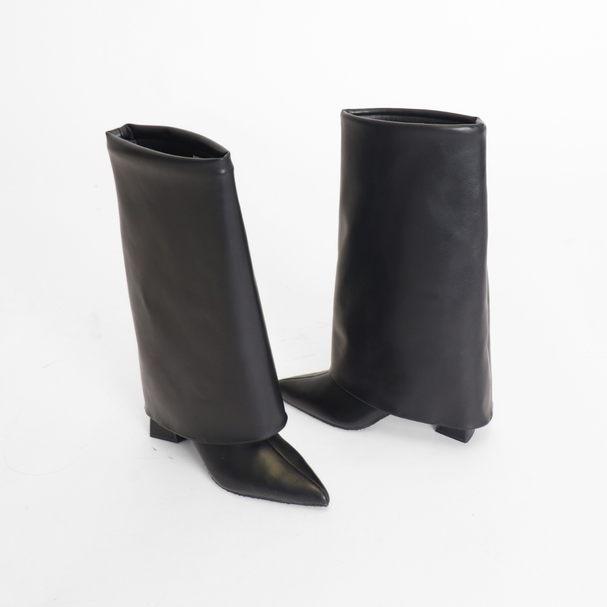 Maralyn Foldover Black Women's Boots Heels Bianco
