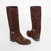 Seneca Brown Kid Suede Women's Boots Ateliers