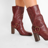 Hayden Harness Boot Cabernet Leather Women's Boots Heels Free People
