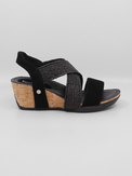 Nayeli Black Silk Suede Women's Sandals Heels Bussola