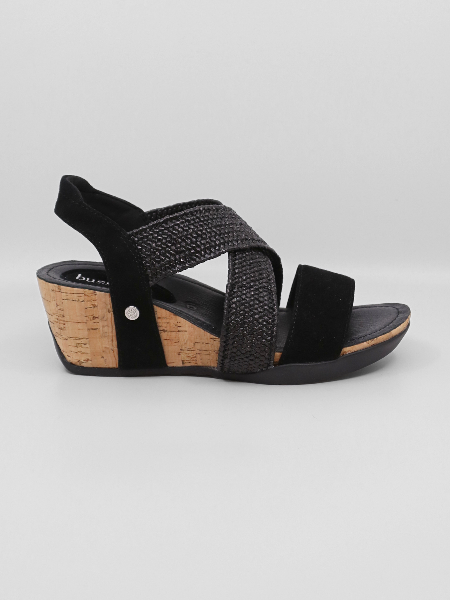 Nayeli Black Silk Suede Women's Sandals Heels Bussola