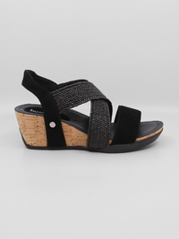 Nayeli Black Silk Suede Women's Sandals Heels Bussola
