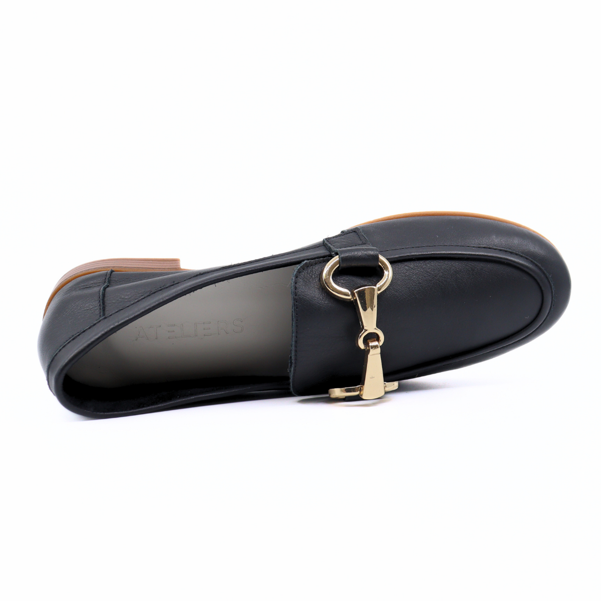 Sabina Black Leather Loafers Chic Women's Shoes with Gold Detail The Sl Collective Sabina Black Leather Loafers Chic Women's Shoes with Gold Detail The Sl Collective
