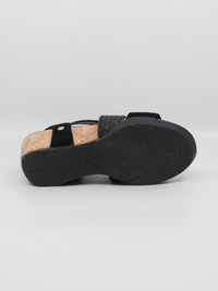 Nayeli Black Silk Suede Women's Sandals Heels Bussola