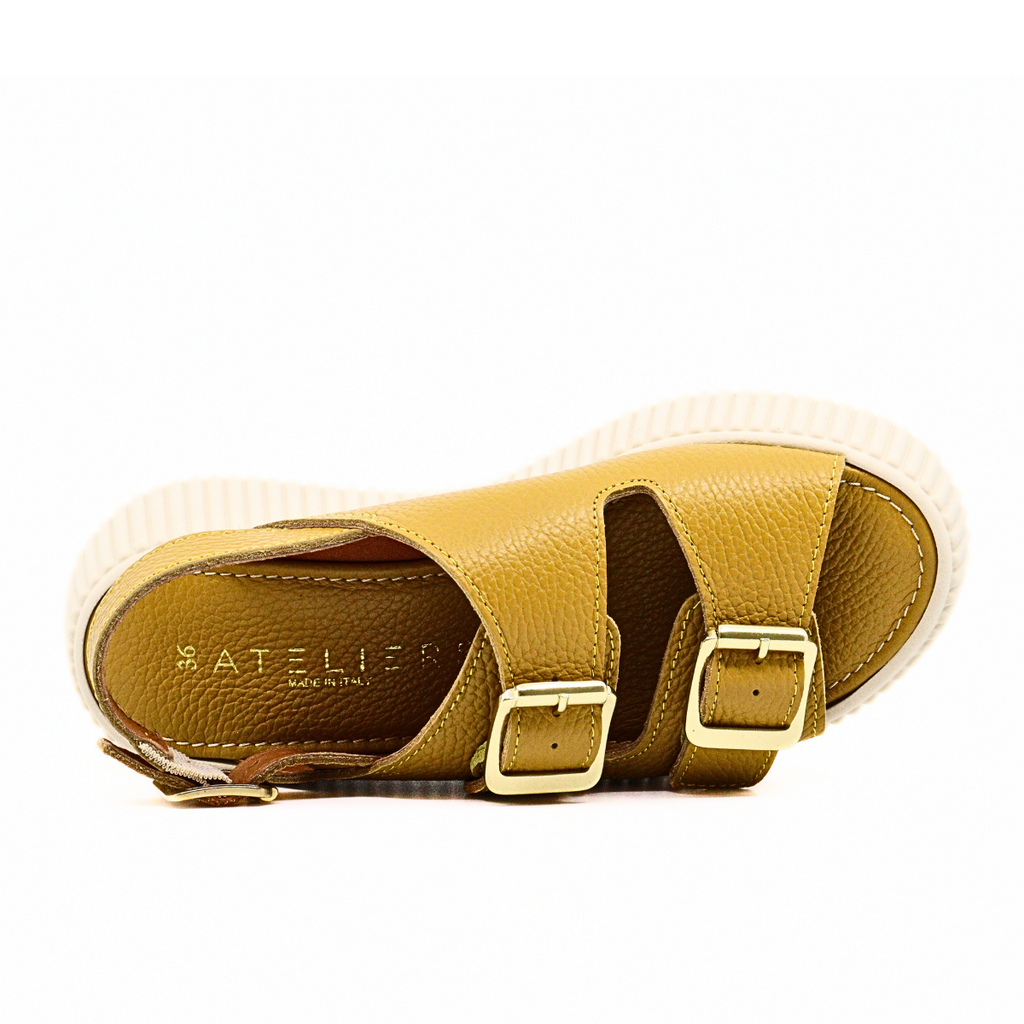 Women's leather platform sandal Courtnay Mustard by ATELIER