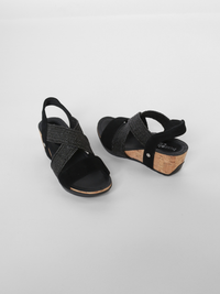 Nayeli Black Silk Suede Women's Sandals Heels Bussola