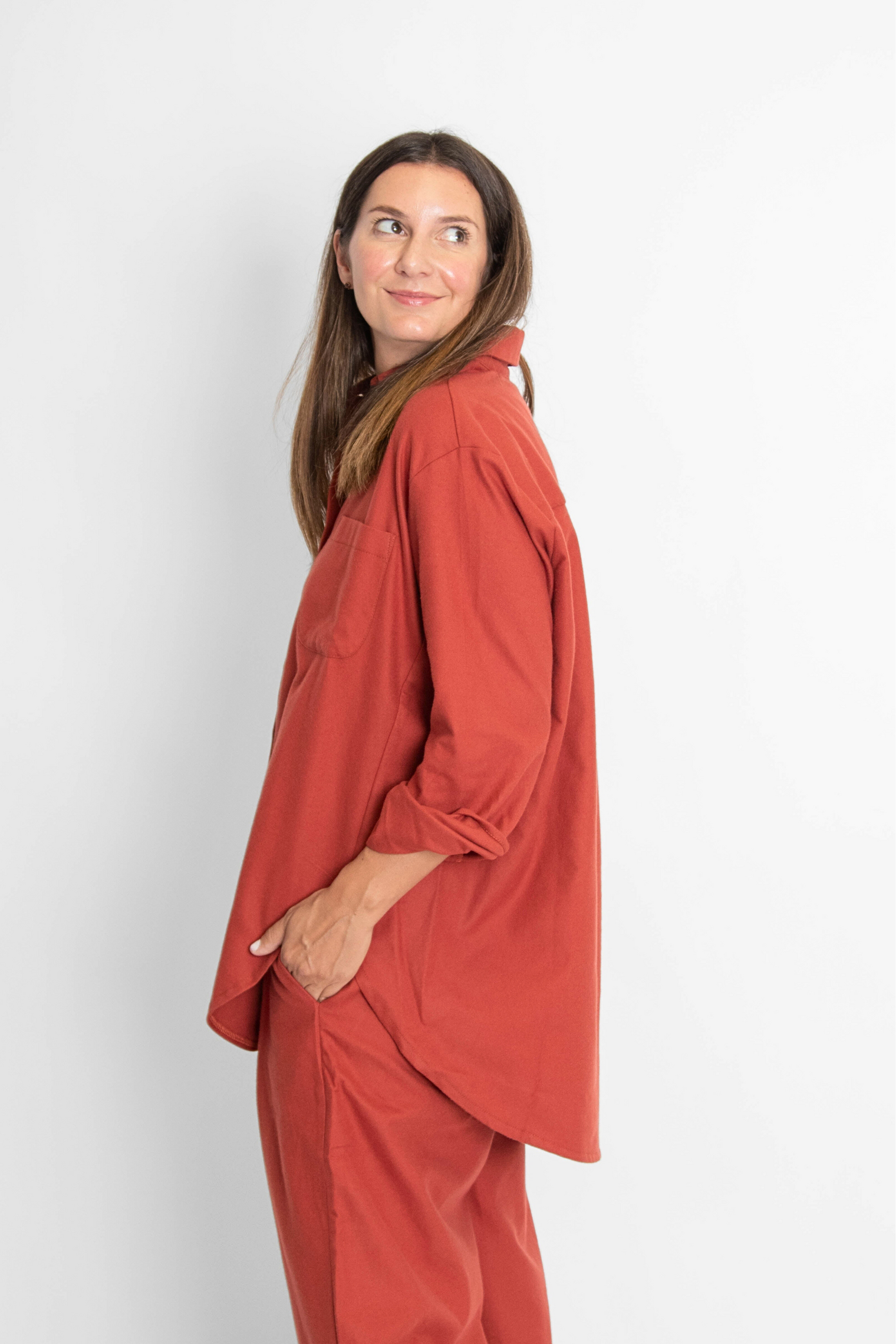 Wide Shirt Rust Women's Tops Cossac