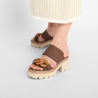 Link & Lugg Vel Brown Women's Sandals Platforms All Black