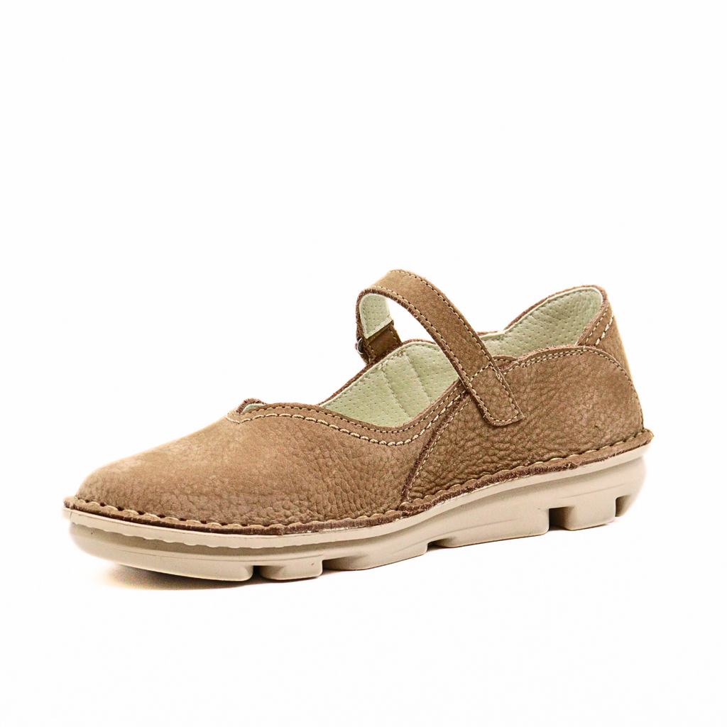 Women's leather Mary Jane shoe Misuri Taupe by ONFOOT