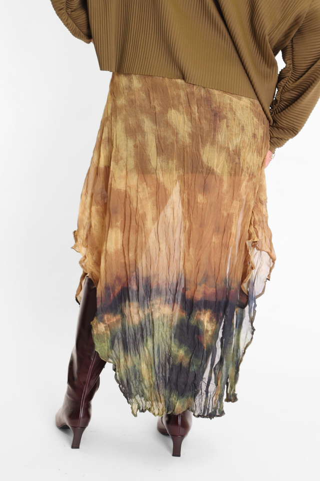 Trapeeze Crinkle Sheer Midi Skirt Women's Bottoms Skirt Esthé