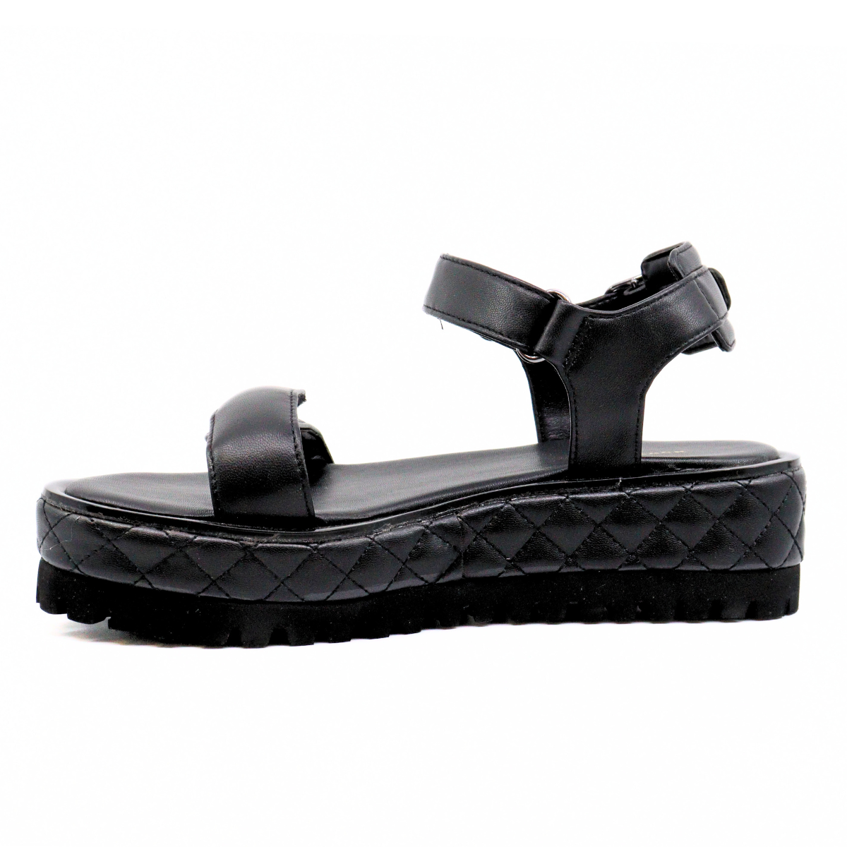 Quilted Vel Black Women's Sandals Platforms All Black    