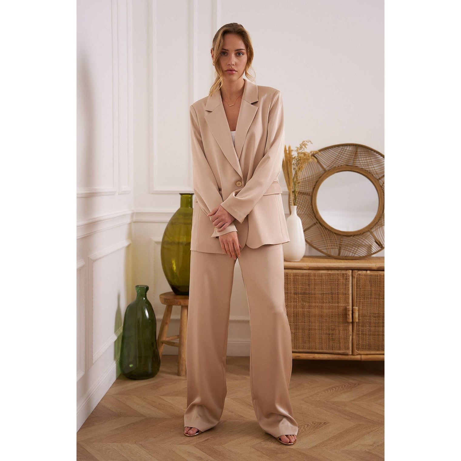 SATIN BLAZER BEIGE Women's Outerwear Choklate Paris    