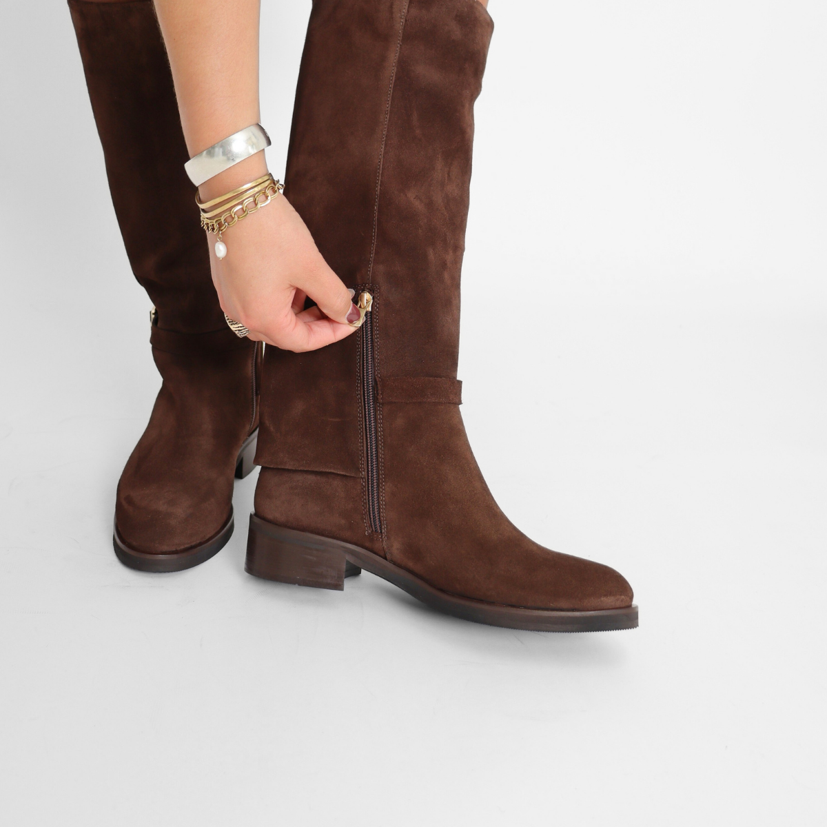 Seneca Brown Kid Suede Women's Boots Ateliers