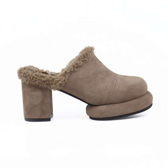 Mod Winter Mule Taupe Women's Shoes Platforms All Black