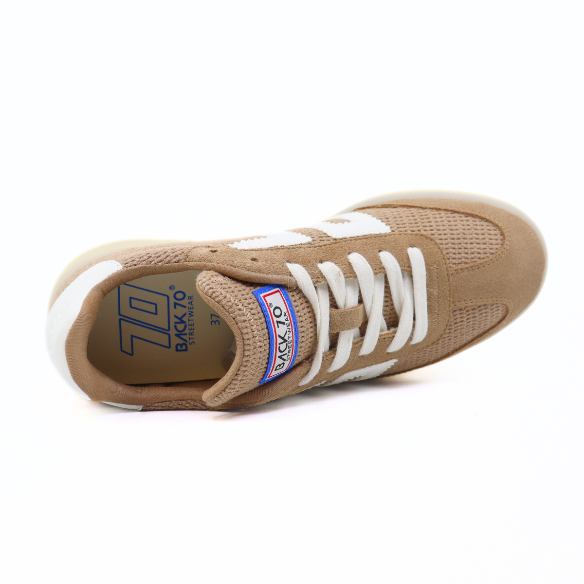 Denver Sacco Beige Women's Sneakers Platforms Back 70