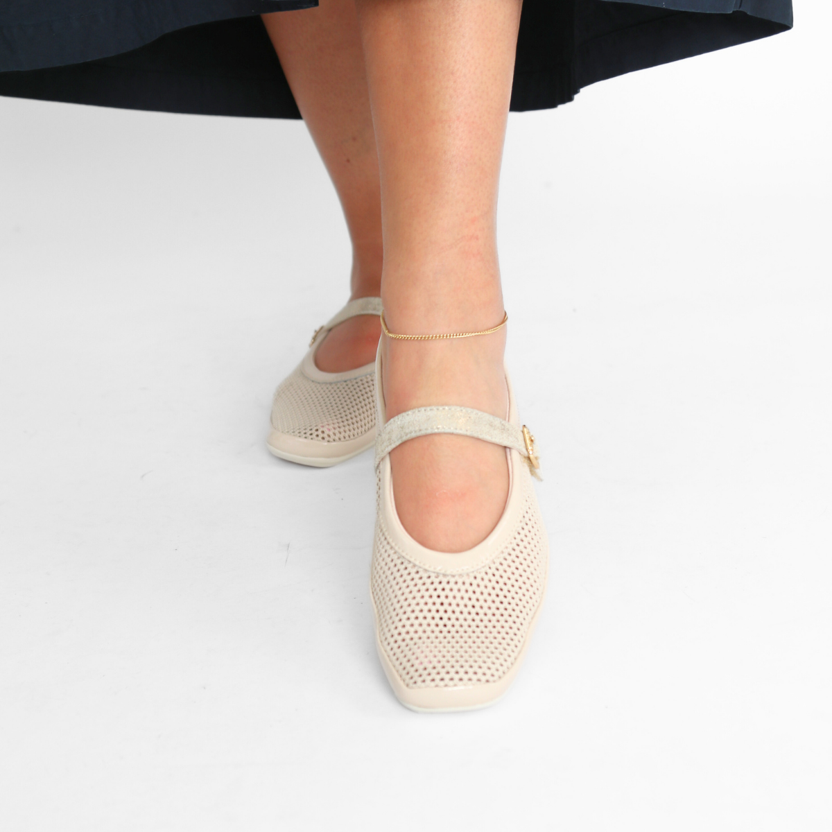 Vanya White Cap Knit Mesh Women's Shoes Flats Bussola