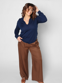 Selena Polo Navy Women's Tops One Grey Day