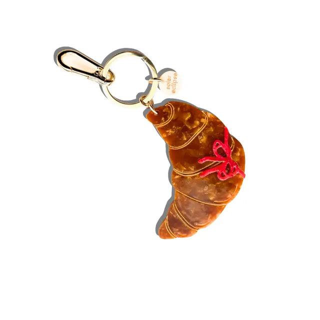 Hand-Painted Bow Croissant Bag Charm + Keychain Gifts + Accessories Bag Keychains Solar Eclipse