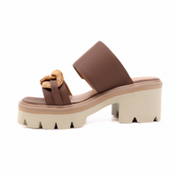 Link & Lugg Vel Brown Women's Sandals Platforms All Black