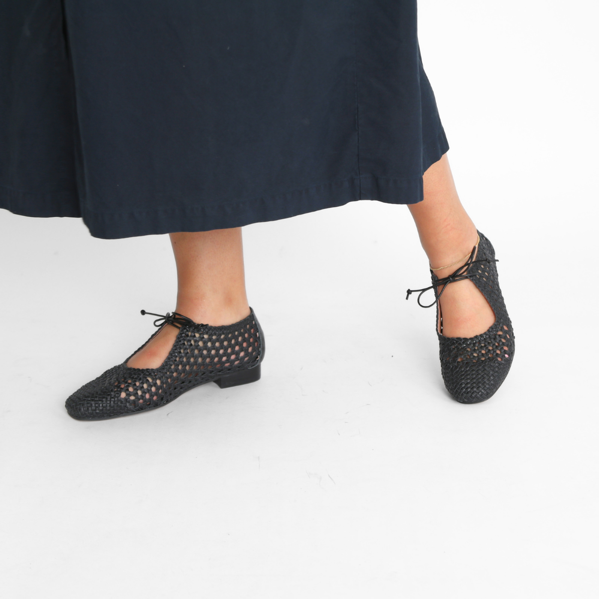Woven Tie Lady Black Women's Shoes All Black